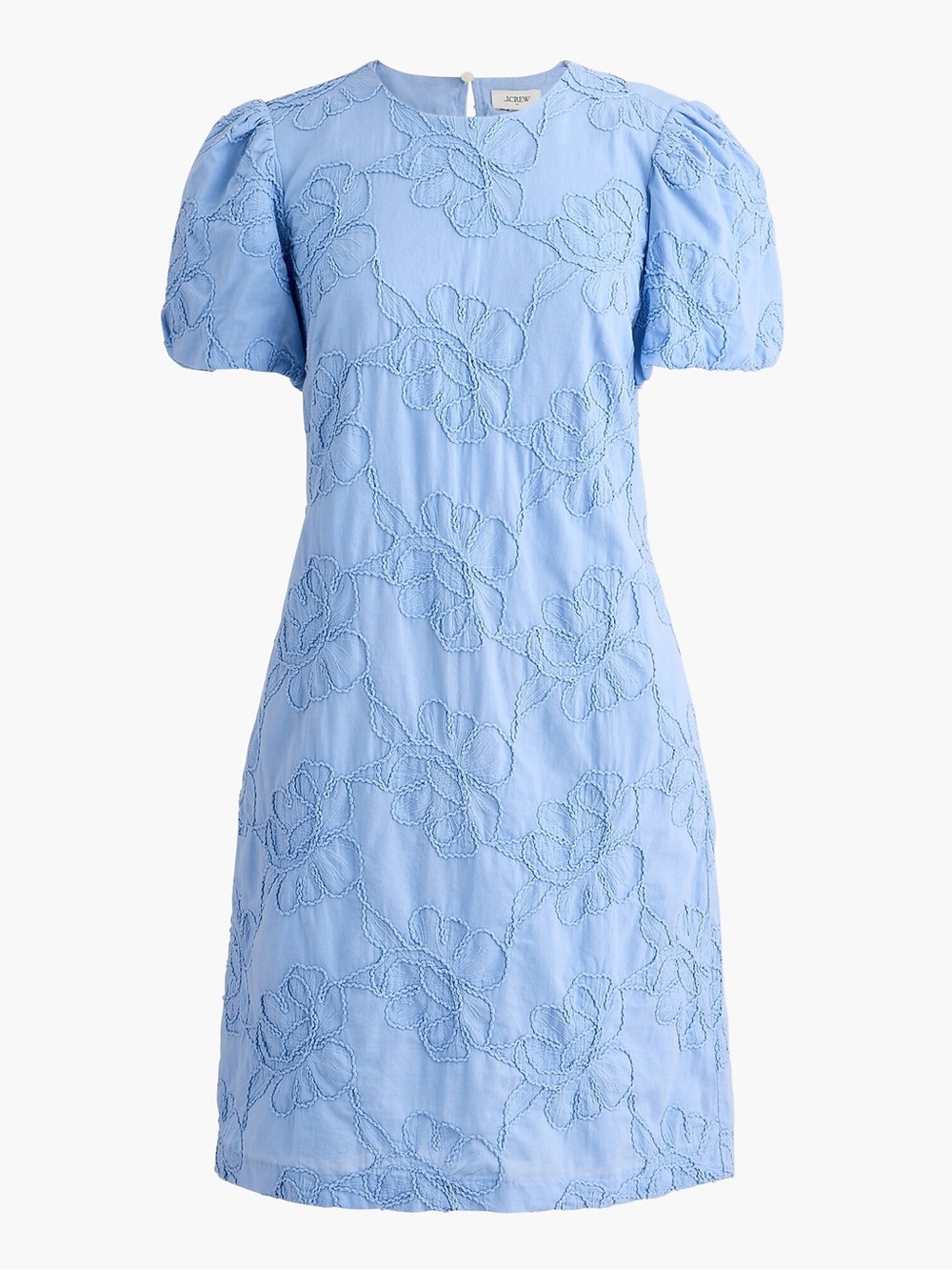 NWT J. Crew Embroidered puff-sleeve mini shift dress 18 Tall Dusty Peri Blue